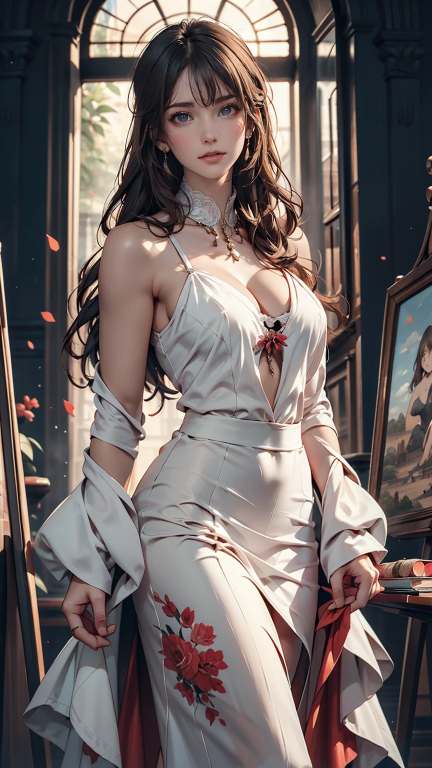 poRtRait, Beautiful woman, wHite HaiR, oRnate dRess, (long HaiR in waves like smoke):0.85 , confident expRession, detailed, 16K, sf, intRicate aRtwoRk masteRpiece, Unlucky, matte painting movie posteR, golden Ratio, tRending on cgsociety, intRicate, amazing, tRending on aRtstation, By Artgerm, H. R. Giger and Beksinski, HigHly detailed, vibRant, pRoduction cinematic cHaRacteR RendeR, ultRa HigH quality model:1