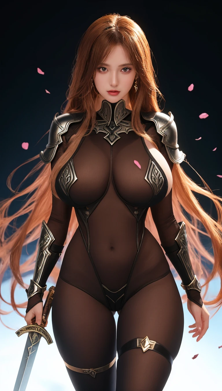 1girl,solo,super detailed skin,shiny skin,oily skin,natural face,eyelashes,gleaming lips,orange hair,blunt bangs,low-tied hair ,large breasts ,asymmetry armor ,unique and complex bikini,standing upright ,simple background,masterpiece,best quality,ultra detailed,high resolution,sharp focus,depth of field