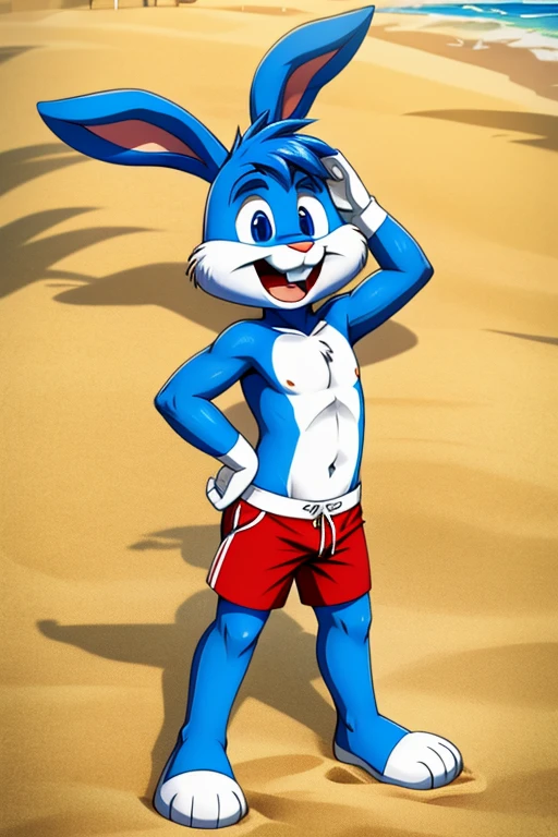 Jackson Wells the brown anthro pup, shirtless, white underwear, y fronts on his white underwear, headband, wrist bands, socks, sandals, pose, tiny toons style