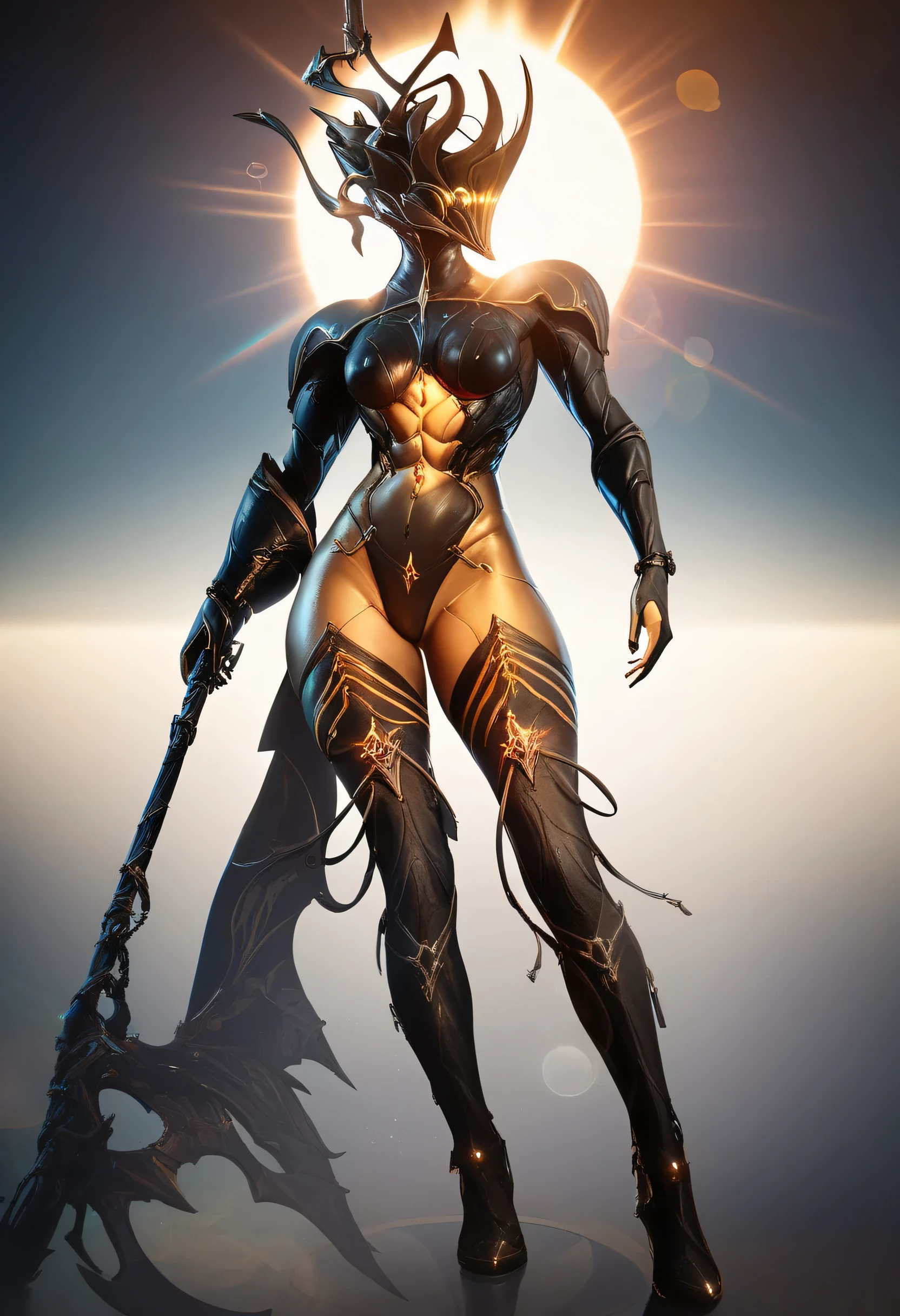 Warframe, orokintech Reaper with a scythe, holografic skull , scifi (Masterpiece:1.3) (best quality:1.2) (high quality:1.1), 12k,analog style,soft focus,80mm F1.9 lens,in the style of,cinematic lighting,bloom,high quality,RAW photo,lens flare