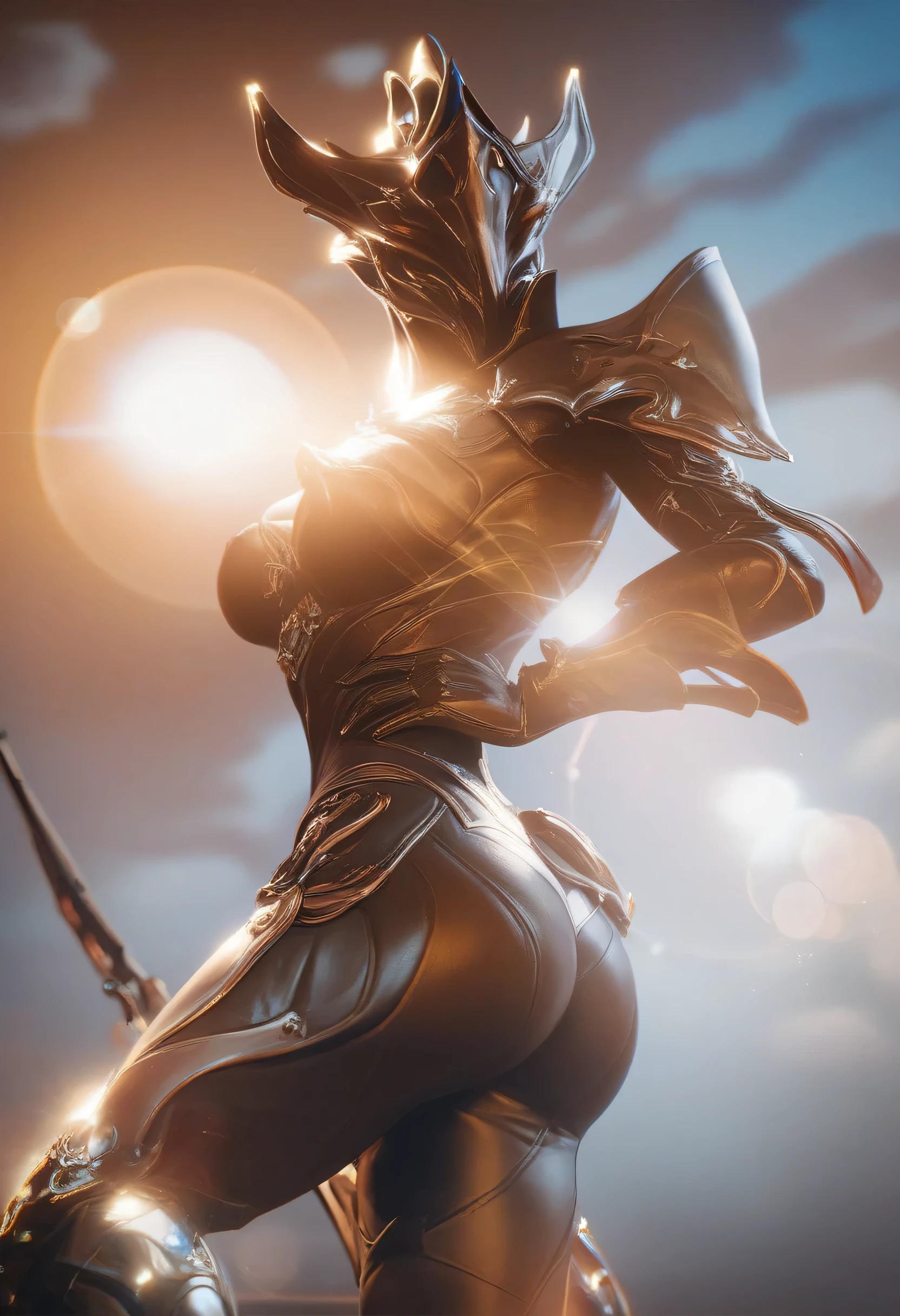 Warframe, orokintech Reaper with a scythe, holografic skull , scifi (Masterpiece:1.3) (best quality:1.2) (high quality:1.1), 12k,analog style,soft focus,80mm F1.9 lens,in the style of,cinematic lighting,bloom,high quality,RAW photo,lens flare
