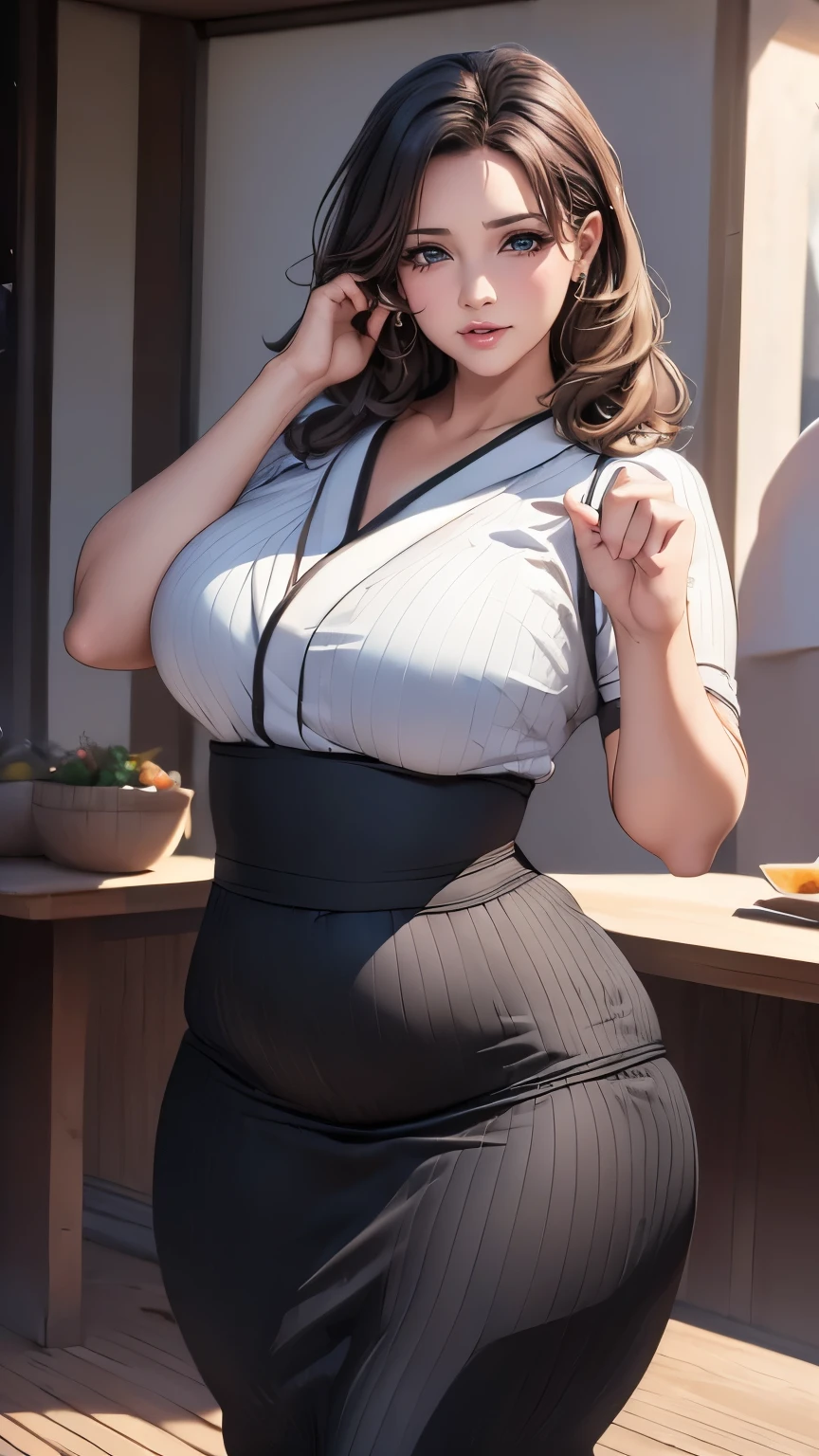 ( Middle-aged women:1.5),(50 years:1.8),(Curvy:1.8),(:1.8), school uniform,(Random Location),( random sexy pose),( random hairstyle ),( cinematic scene , Max Image,  Hyperrealism Portrait, (8k),  super real , 最 High Quality ,  High Quality ,  is high definition,  High Quality なテクスチャ,  high details,  beautiful details ,  fine details in a black kimono,  Highly Detailed CG,  detailed texture,  realistic expression of face ,   masterpieces during breakfast , before, dynamic, )