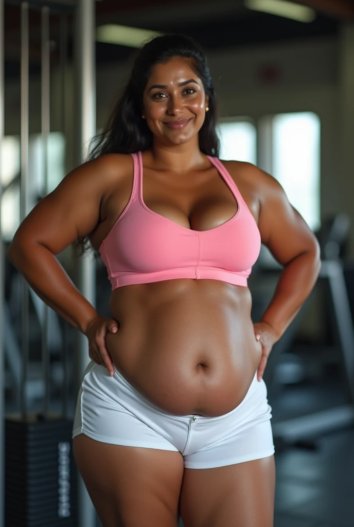Sofia Vergara, gym outfit, chubby body,bbw, morbidly obese, fat, Big pregnant round belly