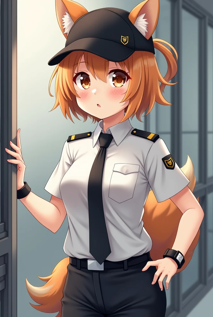 valerie, tiger girl, orange fur, tiger s, police uniform, blue jacket, sleeves rold up, tiger striped panties, upskirt panties, (mature), tiger arms, tiger legs, (24 years old), getting a massage
