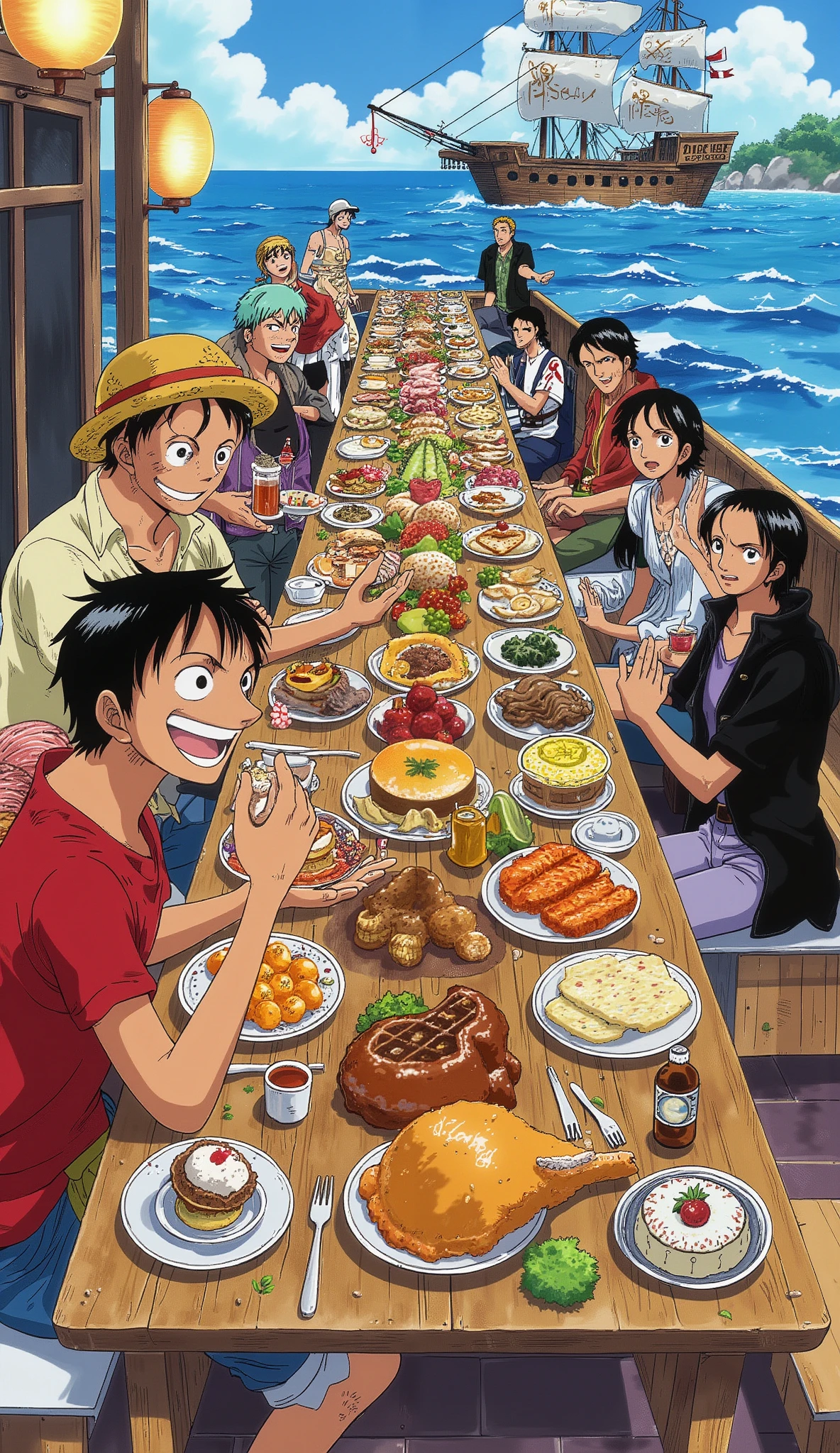 All  one piece character eating indian Maggie and enjoying Maggie and hilight Maggie