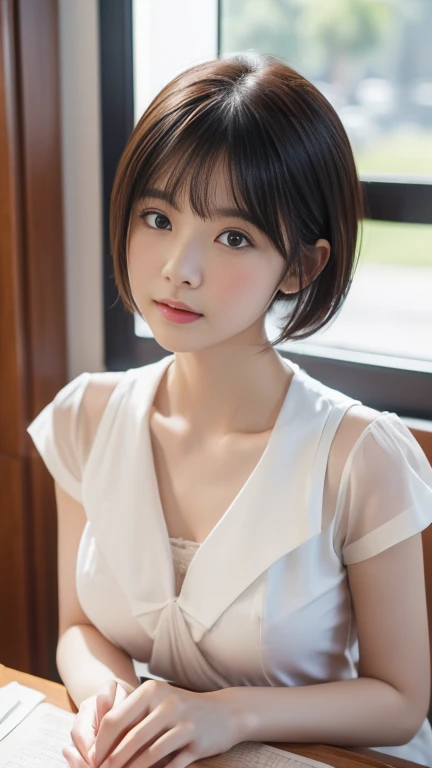 masterpiece, ultra detailed, 8K, (Cute a girl:1.5),
(masterpiece:1.3), anime visual,black-colored middle part long hair,dark blue eyes, (Lovey-dovey:1.5), (tilt head:1.3), extremely delicate face, soft clean focus, realistic lighting and shading, (an extremely delicate and beautiful art:1.3), elegant, (muted colors:1.1),(star-shaped pupils:1.5)The girl places her hands in front of her chest, smiles with her mouth open,