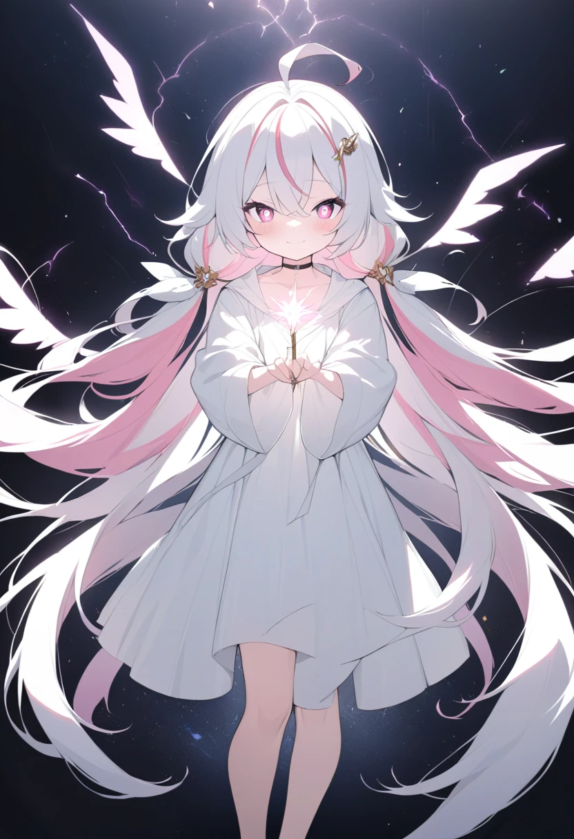 NSFW,masterpiece,Highest quality,High resolution,Very detailed,white\(no game No life\),Small breasts,Angel,Angelの羽,High-quality dress,Halter neck,gem,expectant face,blush,A moonlit church