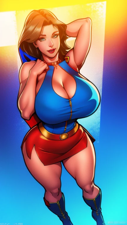 (     top quality ), (     top quality ), (Overall view), Backstreets,Supergirl with a sexy body,  Big Breasts, Beauty,         plump lips   ,     halter neck tops   ,      short skirt   , Cape,     boots, low top     