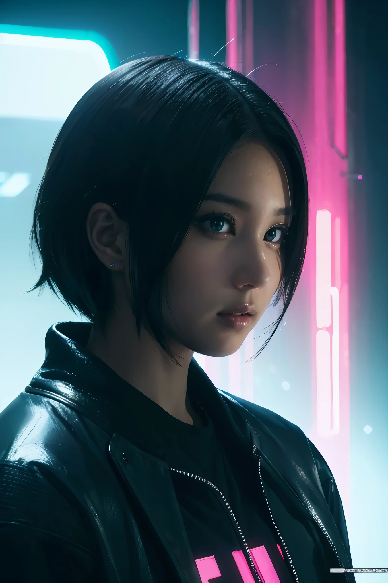 1girl Wearing cyberpunk complex streetwear, beautiful, girl, detailed portrait, 4 K, bright colors, concept art, cinematic dramatic atmosphere, sharp focus, volumetric lighting, cinematic lighting, studio quality