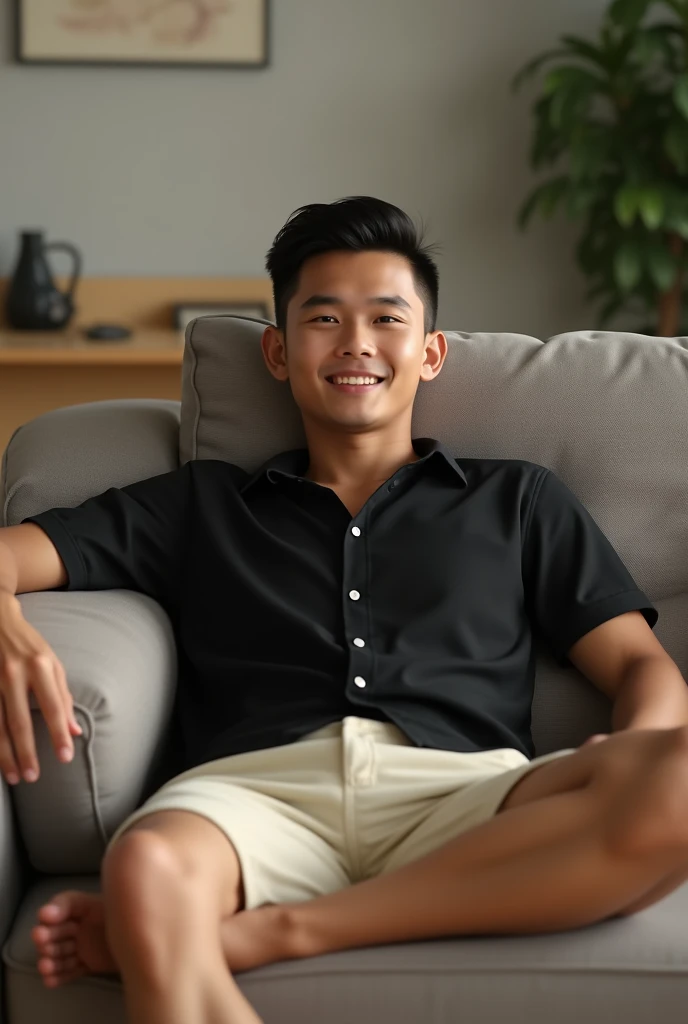 (best quality, 4K, 8K, high resolution, Masterpiece: 1.2), Special details, (realistically, As realistic as a photo, photo realistic: 1.37), Edge lighting, Extra detailed coloring, sharp focus, Physical rendering ,Extremely detailed description,professional,light color,Bokeh,Portrait,look at the viewer,
Young Asian man, 20 years old ,(Wear a white polo shirt.), smile ,Hotel Rooms