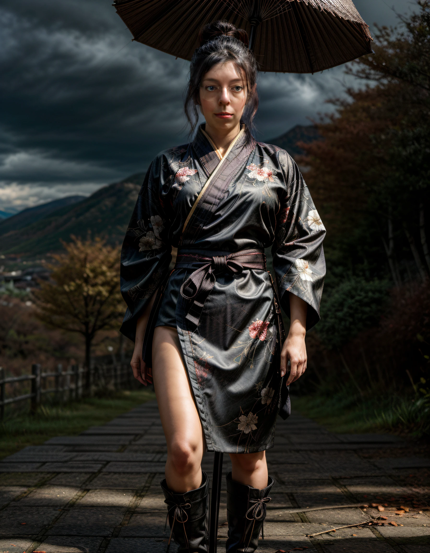 a photo of a 35-year-old chinese woman wearing a black embroidered (kimono:1.2) ,She was tied to a huge pillar,from front,(best aesthetic:1.2) and (best quality:1.2) and (photorealistic:1.4) and (realistic:1.4) and detailed skin textures and detailed skin pores and high skin detail,(suspension:1.4),(g-string:1.2),crotch rope,(rope:1.2), solo, shibari, nipples, breast bondage,bound, bondage,hanging, bdsm,wooden stick,(shibari over clothes),short hair,small breasts, black hair, arms behind head,pussy close-up,(spread legs),wearing a bra and white panties,<lora:shibari_V1-æ¥å¼ç¹©ç¸:0.8>,((bound ankles,bound thighs)),bound neck, bound stomach,(looking at viewer and facing viewer:1.4),wearsing high heels,Outdoor, train station background,train,train station platform