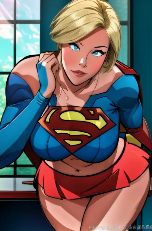   Supergirl Costume,  blonde alone,   Sexy body on the desk  ,   Man In A Miniskirt   , big , Face wet with saliva  