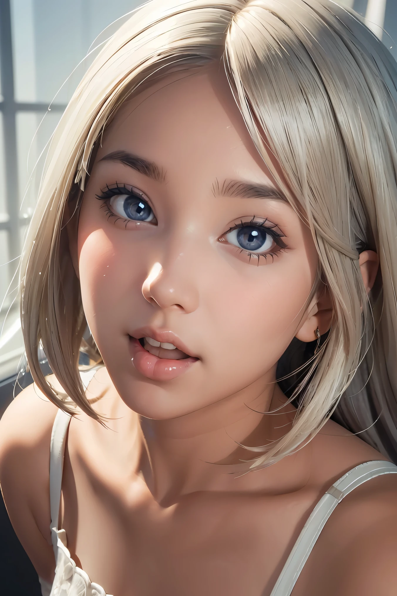(XLabs F.1 Realism LoRA V1), Live-Action, Real, a cute young girl, beautiful Reflective eyes, beautiful detailed lips, extremely Delicate eyes and face, long eyelashes, sensual facial expression, mouth open, (8K HDR masterpiece), Super-detailed textures, NOGIZAKA Face variations, {Platinum Blond|Liquid hair}, Professional photo,face as she orgasms from sexual gratification,Mouth open Facial expressions are,She wants to lick your dick, white milk In mouth, { (from Directly Above) | No Cartoon }.