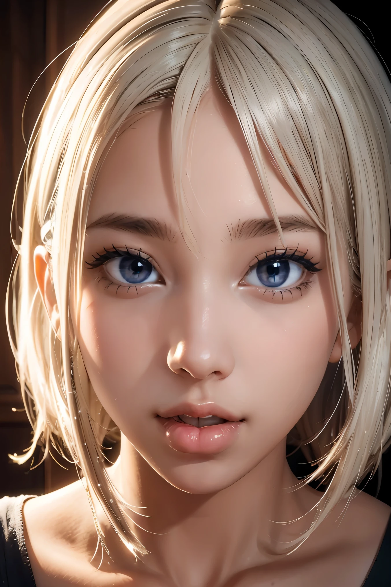 (XLabs F.1 Realism LoRA V1), Live-Action, Real, a cute young girl, beautiful Reflective eyes, beautiful detailed lips, extremely Delicate eyes and face, long eyelashes, sensual facial expression, mouth open, (8K HDR masterpiece), Super-detailed textures, NOGIZAKA Face variations, {Platinum Blond|Liquid hair}, Professional photo,face as she orgasms from sexual gratification,Mouth open Facial expressions are,She wants to lick your dick, white milk In mouth, { (from Directly Above) | No Cartoon }.