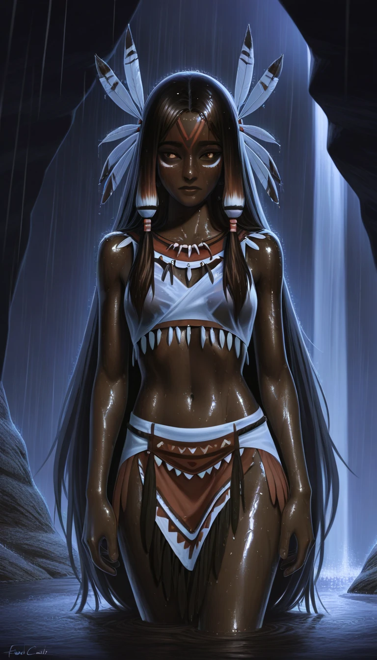 (La mejor calidad,A high resolution,Ultra - detallado,actual),Ariana Grande es una American native Indian, plumas en la cabeza ,(Native American:1.4), (dark ebony skin:1.4) ,(vestimenta yellow native American :1.4), feather,hair ornaments,jewelry,necklace,Tribal,Head ornament,Bracelet,Face Paint,Braiding,bracelet, Wow_fast_no_Freezing_style, One girl in full growth,(Fondo Los pastizales y matorrales :1.4), (Fondo de ruinas de mazmorra en ruinas selva pradera :1.4 ), Epic Fantasy Art Style HD, 4K fantasy art, epic fantasy digital art style, epic fantasy art style, Fantasy Woman, epic fantasy art portrait, Epic fantasy style, hyperrealistic fantasy art, hd fantasy art, Epic fantasy character art, epic fantasy art, in style of dark fantasy art, epic fantasy digital art, (pose vaquero), (anatomía perfecta :1.4),( fondo bosque árboles grandes pradera :1.4),( estilo encaje lingerie white :1.4), (face detailed America native :1.4), (native American :V2.1),( pose vaquero), (fondo árboles grandes atoño :1.4), (dark ebony skin:1.4), (hermosa guerrera native india:1.4)