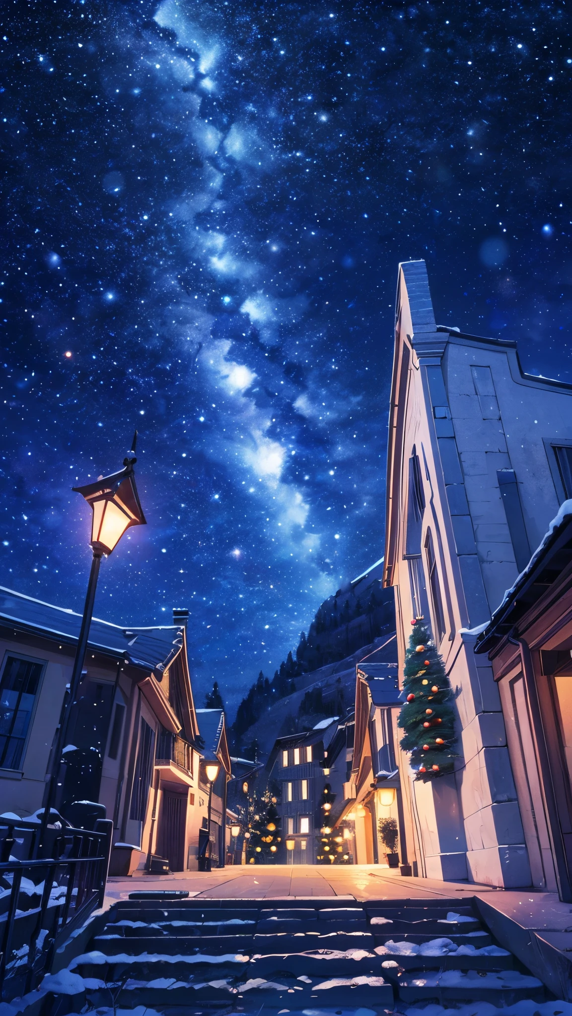 blue night christmas paisaje 