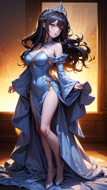 gran calidad ++ Extremely detailed high resolution, very aesthetic, ojos expresivos, (((Cara perfecta))), (((face symmetrical))), ((good anatomy)), (((manos perfectas))), (((8k))), UHD, Fondo de pantalla HD, (((alta calidra detallada, (((1girl))), ((((cuerpo completo)))), emblema de fuego, Emblema de fuego Despertar, (((Lucina))), Lucina Emblema de fuego despertar, ((((Midnight blue off-the-shoulder dress that perfectly hugged her slender figure and then descended into a flowy floor-length skirt.)))), (((The sweetheart neckline was adorned with brilliant sapphires in harmony with the jeweled tiara....))), (((majestic castle ballroom))),