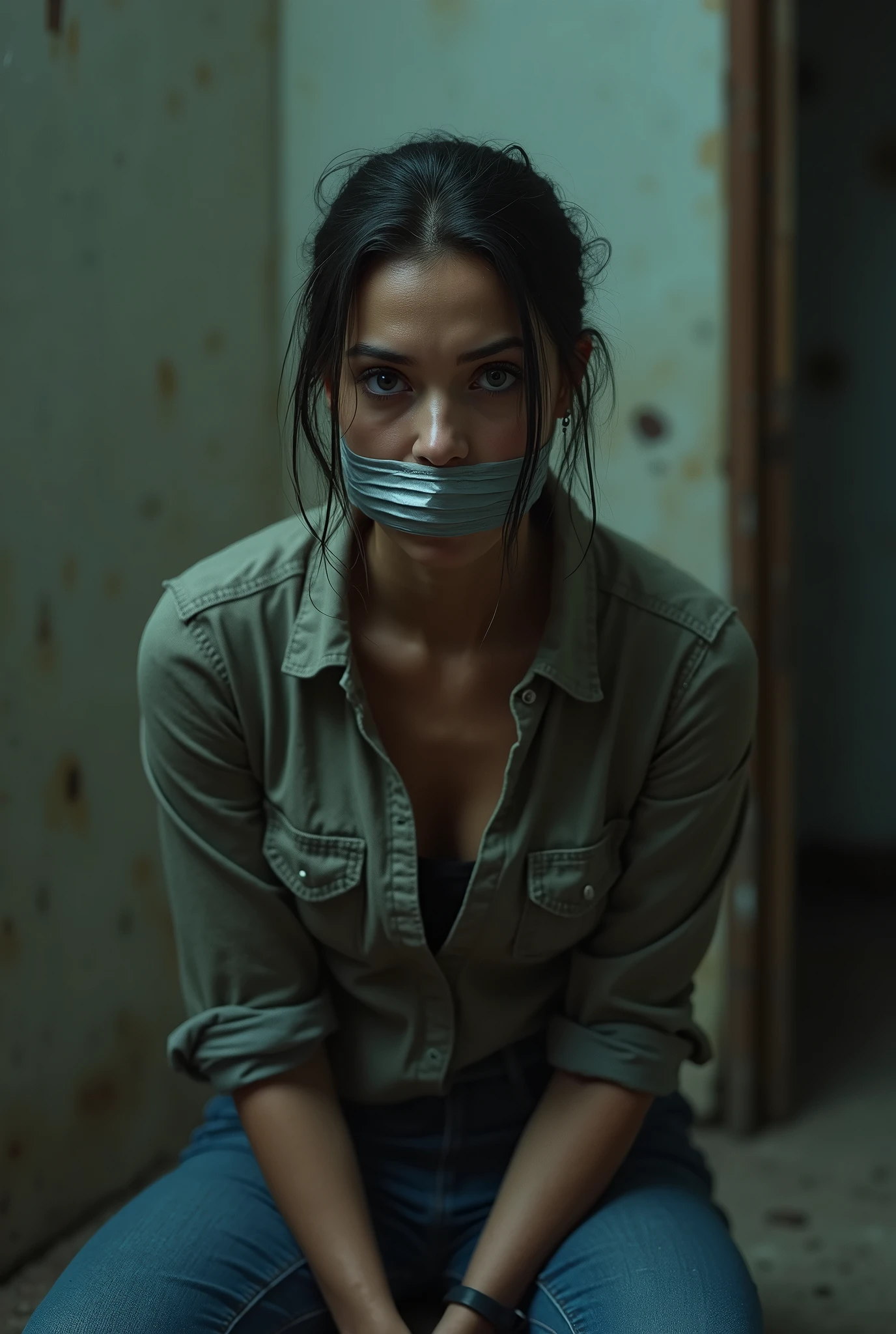 Sydney McLaughlin tied up and gagged while wearing sweatpants