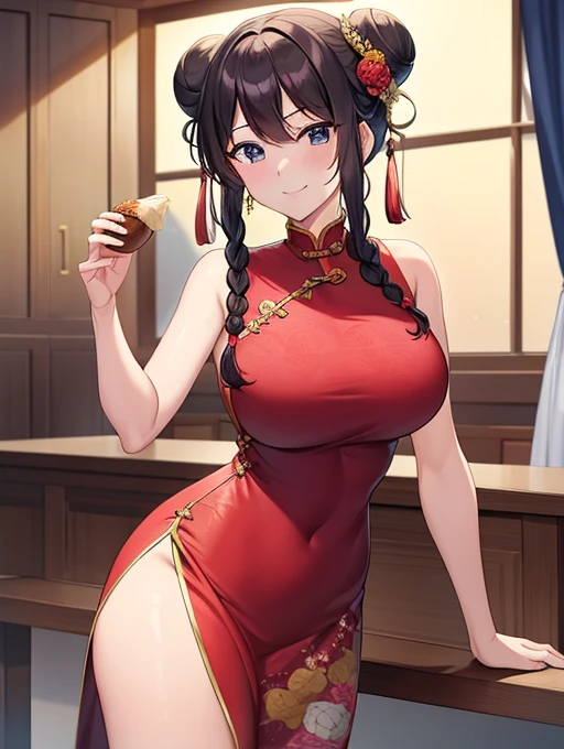 (masterpiece、highest quality: 1.2)、cowboy shot、Mobile Suit Gundam OO、China、Chinese family、Meat Bun、Xiao Long Bao、fried rice、ramen、Wang Liumei、Wang Liumei、big  milf、big  milf、big  milf、smile、see the beholder、hand on own face、twin braids、double bun、bun cover、cheongsam、(elbow bag: 1.1)、Investor and agent of Celestial Being。A celebrity who has made a name for himself in social circles around the world.、Despite being only 、He is the head of a royal family that owns one of the world&#39;s leading multinational group companies.。Utilizing his vast assets and personal connections in the political and business circles,、Supported the activities of Celestial Being, which initiated armed intervention.。Red Dragon、