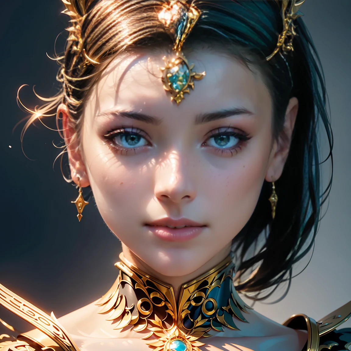 Character sheet, ultra-detailed complex 3d rendering with porcelain profile of Vietnamese character, maximalist beautiful studio soft light, rim lighting, vibrant details, lace, hyper-realistic, hand, facial muscles, electric wires, microchip, elegant, beautiful background, octane, H.R. style giger