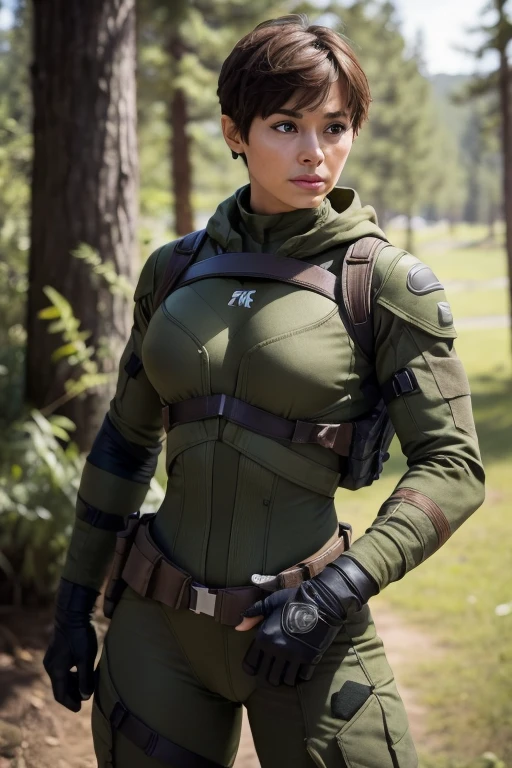 A woman in a old 1 military Spartans uniform 