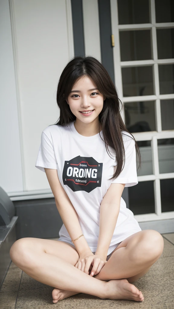 Tabletop,( highest quality),(masterpiece) Realistic,real , Realistic, Very detailed, finely, High resolution, 8k wallpaper,,Anatomically correct body, One cute girl,(Korean Girl:1.4),(13 years old:1.4), (Black Hair:1.3),(Straight long hair:1.4),(Are thin:1.3) ,T-Shirts,(Tartan Skirt:1.4), Sharp focus, Perfect dynamic composition, finelyて美しい目,Slim body, Thin Hair, Detailed and Realistic skin texture, smile, Close-up portrait, Beach,blue sea,Southern Island,Summer sunshine,She is walking on the white sand