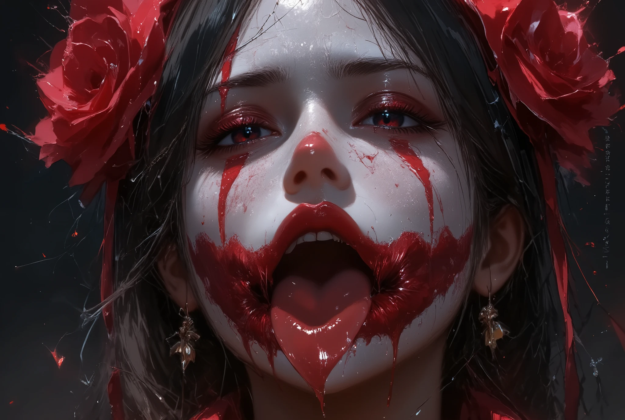 PAIN, PAIN KILLER, oil painting, a detailed painting, ink artistic conception, real paint texture, hyper-realistic, depth of field, dramatic lighting, Realistic, highly detailed, masterpiece, 8k, Cinematic Composition, dark moody vibe, Dramatic Shadows, Intricate and elaborate pattern, 30 megapixel, chiaroscuro lighting, moody color palette, deep contrast, realistic anime style, A fusion of the styles of Katsuya Terada, Range Murata, Akiman and JUNNY
