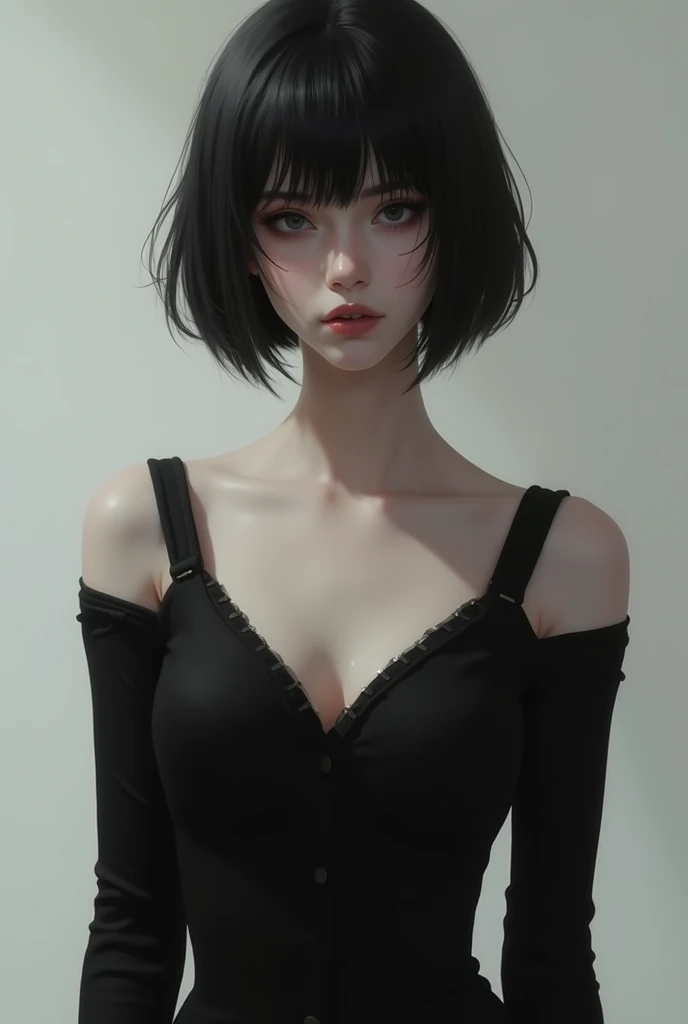 (Golden ratio:1.2),​master piece,[(Black background:1.4)::10],Solo,(1girll:1.3),full bodyesbian,Black hair,Bob Hairstyles,short detailed hair,Air bangs,Black eyes,(Mature female:1.2),tall girl,(huge breasts:1.3)+(Heavy breasts:1.1),(thick thight:1.3),(Long neck knitted sweater:1.3),(ripped jeans :1.2),hyper HD, retinas, Anatomically correct, Textured skin, Super detail, Best quality, A high resolution,(8K、HighestQuali、tmasterpiece:1.2)