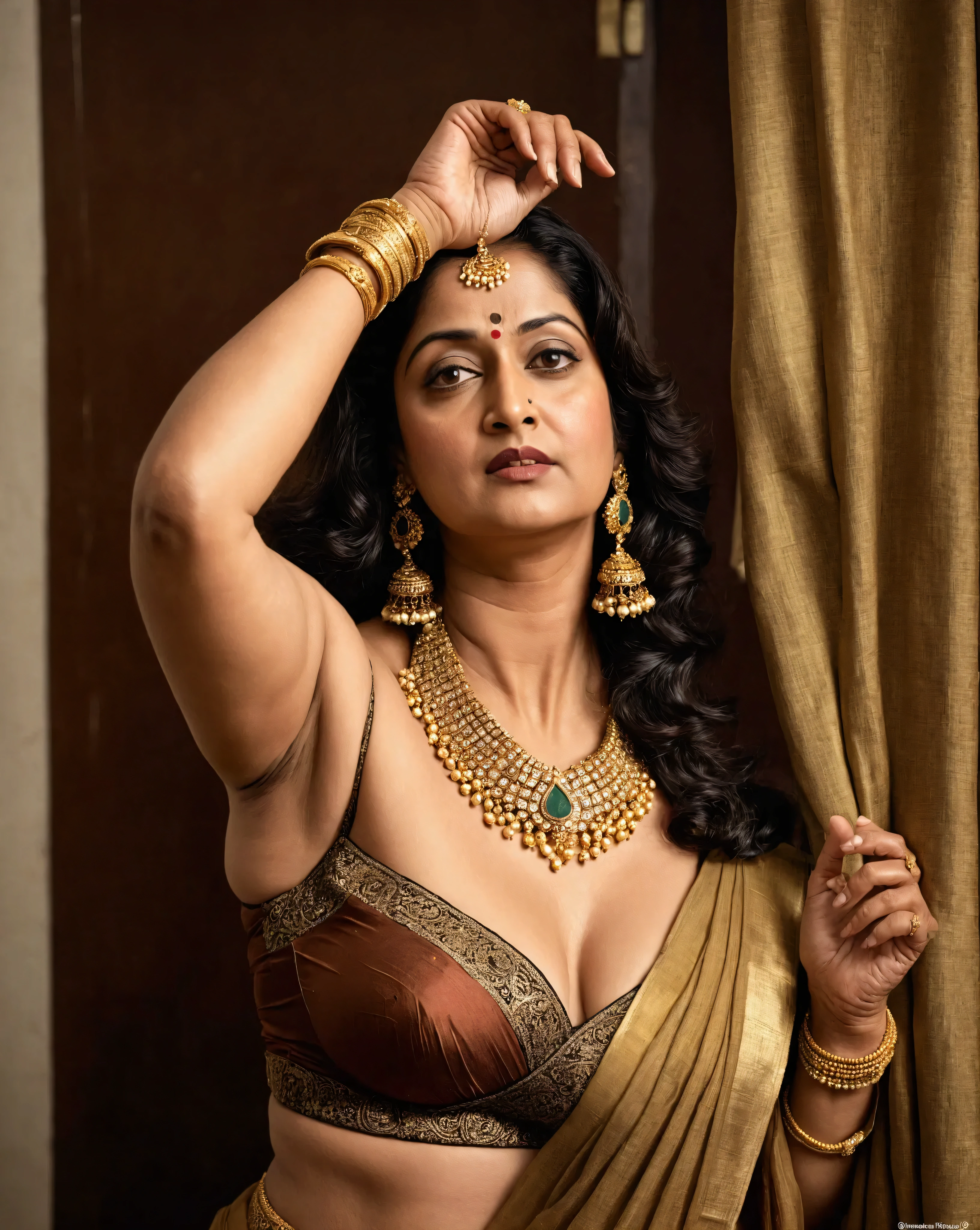 50yo mature MILF Anushka Shetty,((best quality)), ((masterpiece)), ((realistic)), Medusa, full body, the hair  composed of countless small snakes, green eyes, female face,metal carved top, royal aura, trend on artstation , sharp focus, studio photo, intricate detail, very detailed, detailed eye, illustration, very detailed, sharp focus, digital render, professional, 4k, thick fleshy curvy figure, feminine curve, ravishing, aesthetics, sensual beauty, ethereal beauty, epic details, 