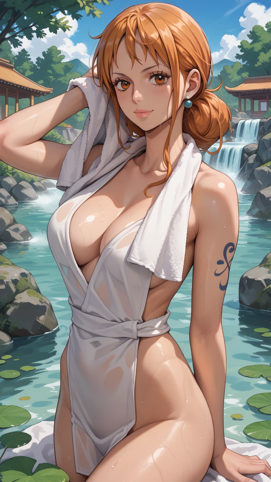Solo,4k,((masterpiece)),(((best quality))),((ultra-detailed)), ((dynamic angle)), ((dynamic pose)),red lip, depth of field, outdoors,(mid night:1.5),detailed lighting,large breast,(cleavage),(turtleneck sleeveless dress),(sexy), niloudefdef