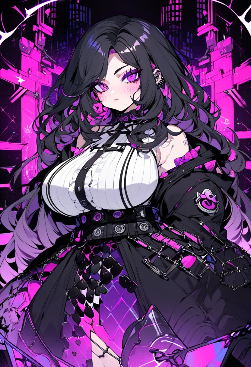 gothic、Harness、purple、long hair、punk、FullBody、FromFront、high resolution、High resolution