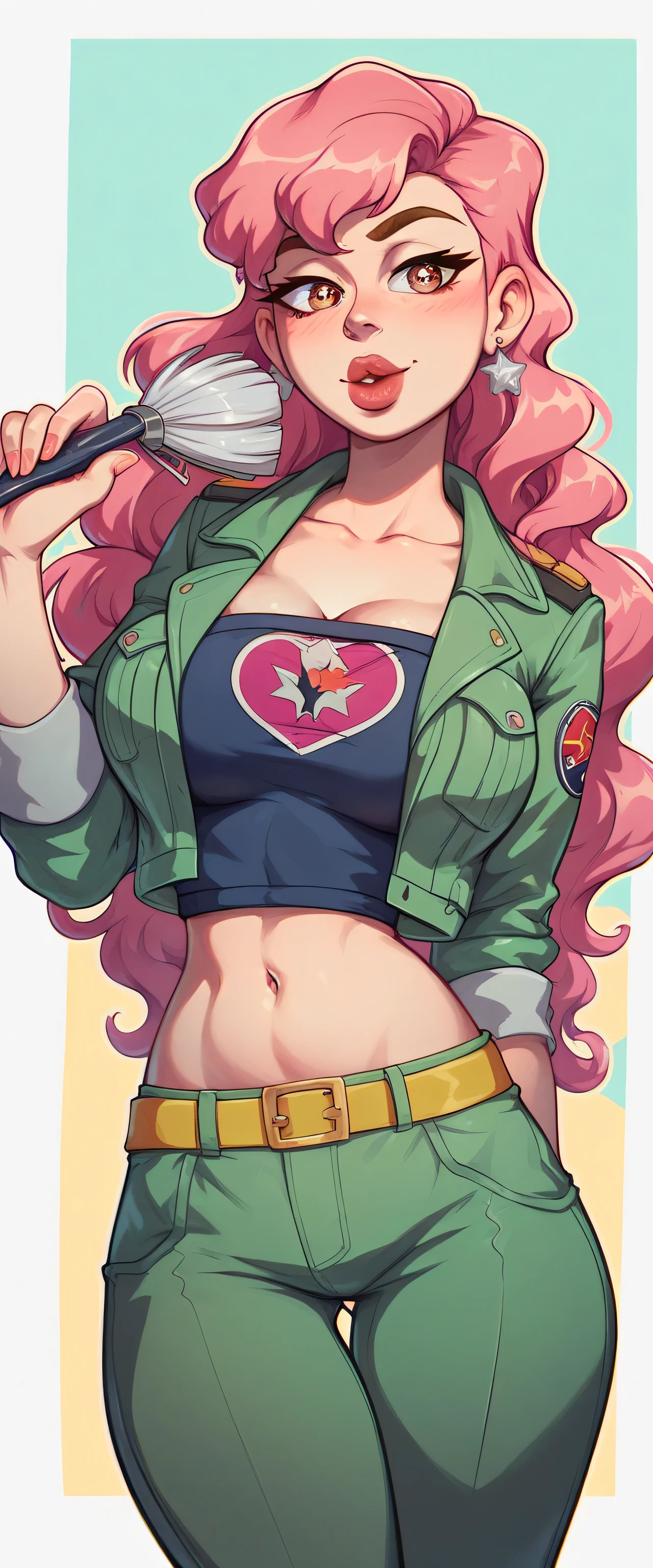 anime waifu a pop k singer, beautiful and colorful clothes, perfect body, huge breasts, background stage