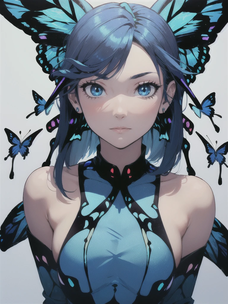woman,Blue Butterfly