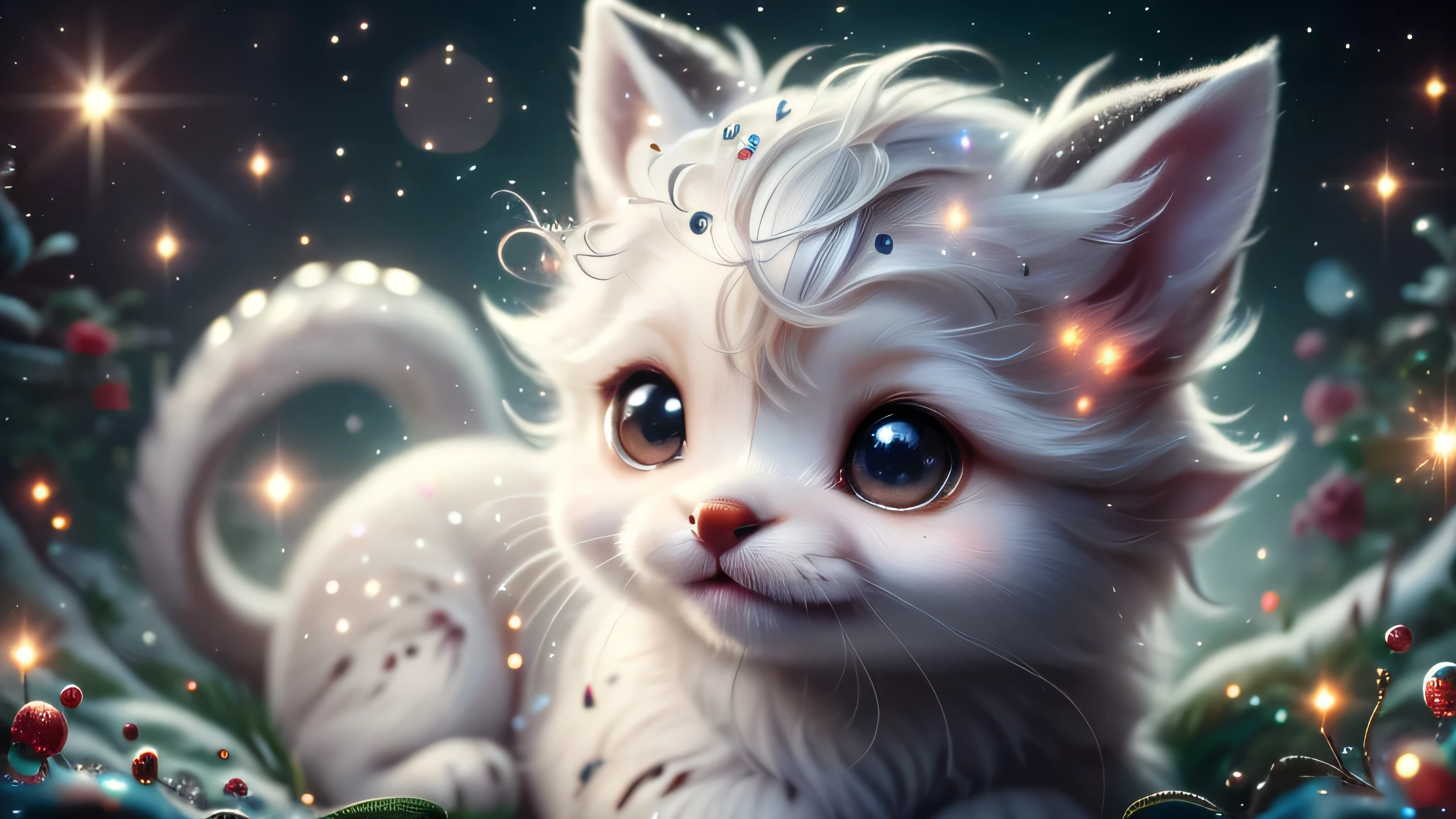 Magical Fantasy Creature, (Best Quality, Masterpiece, Representative Work, Official Art, Professional, Super Detailed, 8k:1.3), (Photorealism:1.2) Super Cute, Big Eyes, Soft, Soft Nose, Fluffy, Double-Toothed Smile, Aurorastyle, Highly detailed Dynamic shot of majestic adorable  reindeer, high quality, beautiful masterpiece, fantasy creature, kawaii, digital art, glowing sparkles, Realistic, Beautiful, Stars in Eyes, Soft Volumetric Light, (Backlight:1.3), (Cinematic:1.2), Intricate Details, (ArtStation:1.3), --auto --s2