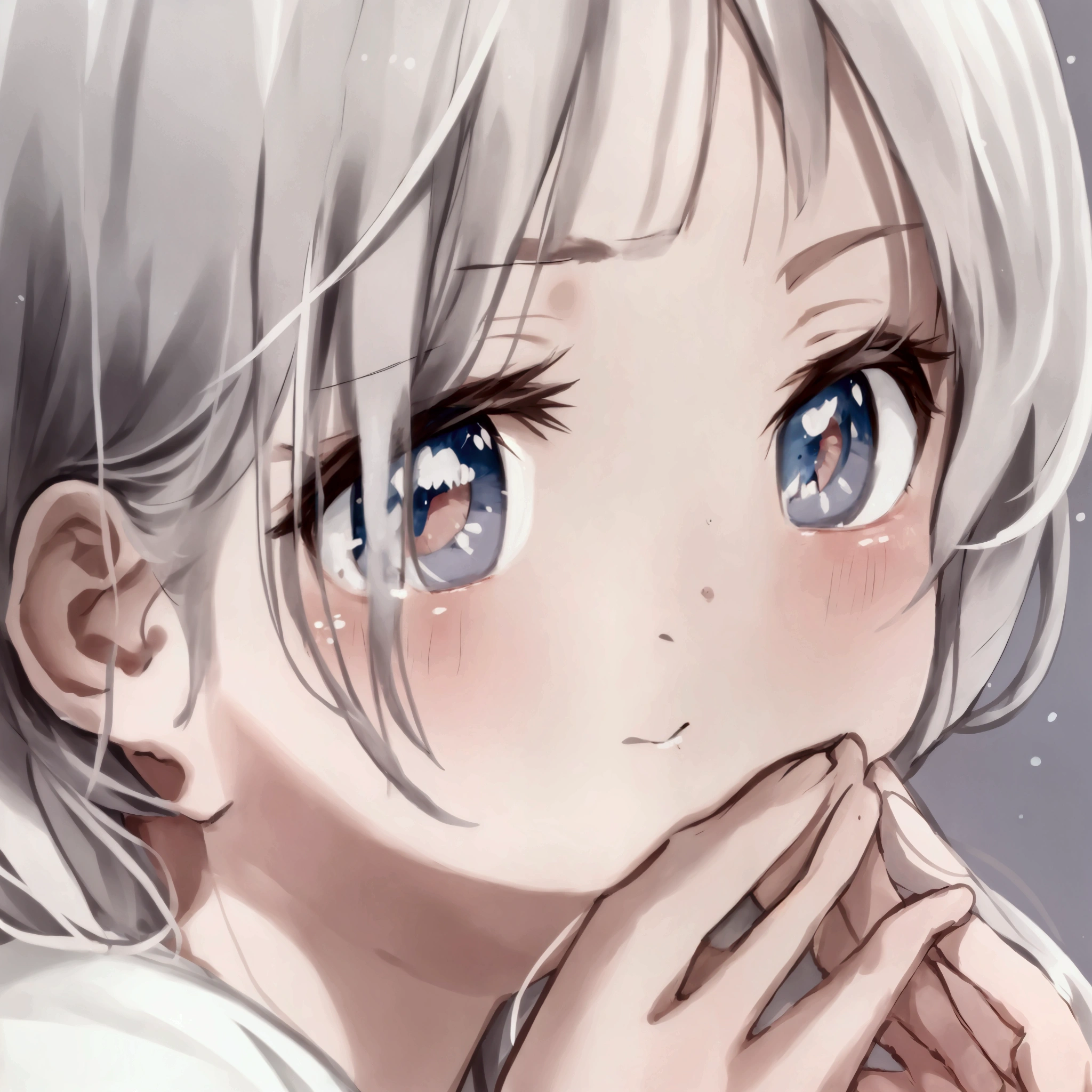 Anime girl with blue eyes and white hair looking at the camera - SeaArt AI