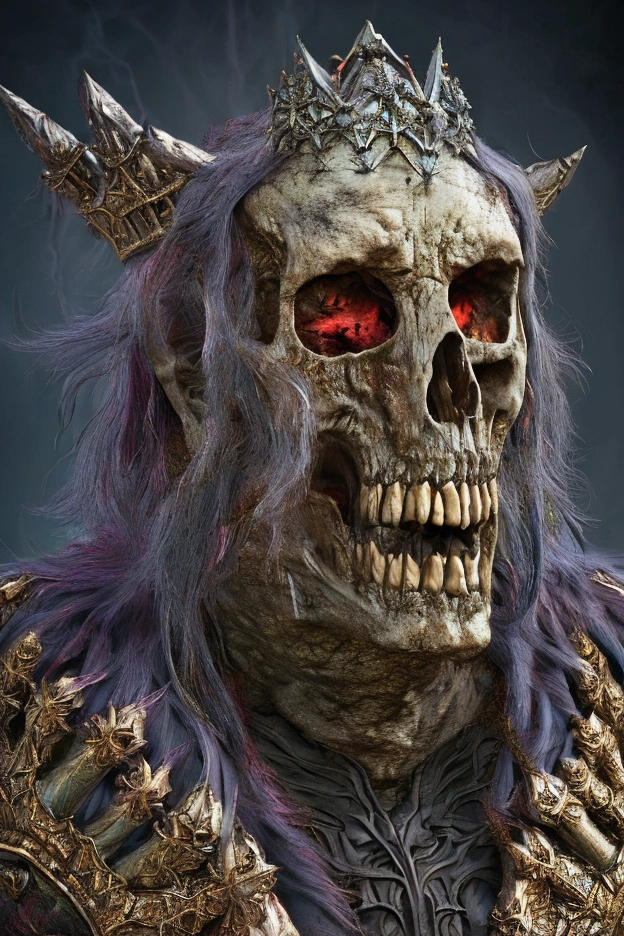 Undead king.rotten. Abysmal being. bioalchemy.portrait.twilight backgrund. ((deep wiew)),photographic,ultra high resolution,hyperdetailed, masterpiece, 3d modelling, digital art.