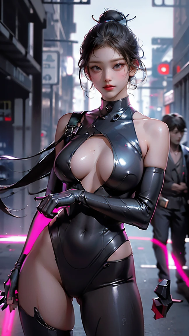 (  Masterpiece :1.2, top quality, top quality,Very  Details:1.2),8k, wallpaper,(  one woman),( Future female SWAT team members ),(((Hit a handgun :1.2))),(  very fitted black tactical bodysuit ),(  tactical headset),(  tactical holster  ),(戦術的 hand袋),break(Serious),(  ponytail),(  black hair ),(  beautiful face),(  Beautiful Eyes  ),(  Beautiful Eyes  ),(Very  Detailsな顔),(Very  Detailsな女性のhand),(Muscular),(  sexy),(Big Breasts),(thick thighs),(  beautiful body),(  background is Neon Street in a futuristic city  :1.6),(  cyberpunk  :1.0),(((hand,  Details,perfection,perfectionion,hand))),(Beautiful female hand),(正確なhand描き)