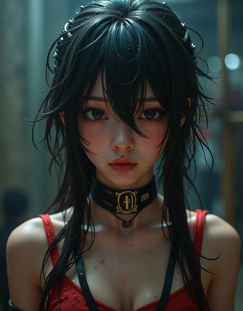 Highest quality, masterpiece, look up, cute,(Horror),(((Beautiful zombie girl))),Dead,Trying to bite,(((Bleeding,Injured))),(((Shedding tears of blood))),((口からBleeding)),((Covered in blood)),(Sexy),(sexy),((Small breasts)),Baby Face,(Middle school students),Black Hair,ponytail,((Masturbation)),(((Blowjob))),Beautiful Style,((Pale skin)),Sensual look,Embarrassed,Sexy表情,Expressions of delight,(Dark atmosphere),(Dark atmosphere,fear),((Dim lighting))