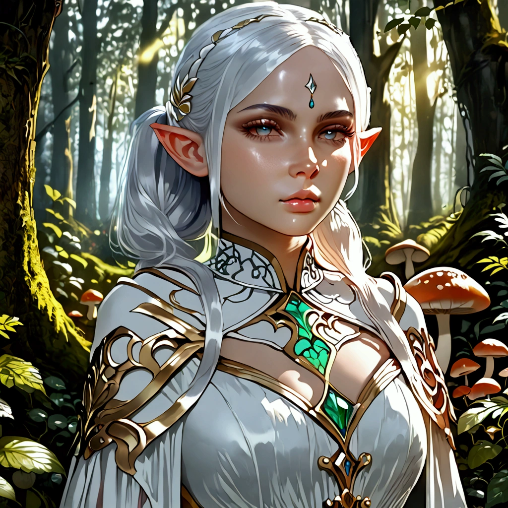 duo: Elven female ( white colored hair, Green eyes )Squatting ( concerned: 1,3 ) , Elven female( white colored hair, Cyan eyes ) Squatting, vibe ( With Skyrim in the background, woods ) ( letho ) ( Firefly: 1,2) ( Wear magic cloaks with a hood ) insane details, beautifully color-graded, Unreal engine, Depth of field, extra high resolution, megapixel, Cinematic Lightning, Smoothing, insanely detailed and intricate , Hyper maximalist, hyper realistic, volumetric, Photorealistic, ultra photorealistic, ultra- detailed, intricate details, 8K, Super detailed , Full color, voluminous lighting, HDR, Realistic, Unreal engine, 16k, sharp-focus, Octane Render, RTX. Incredibly detailed faces, Incredible fingers, Unbelievable eyes, Incredible hair, Incredible hands