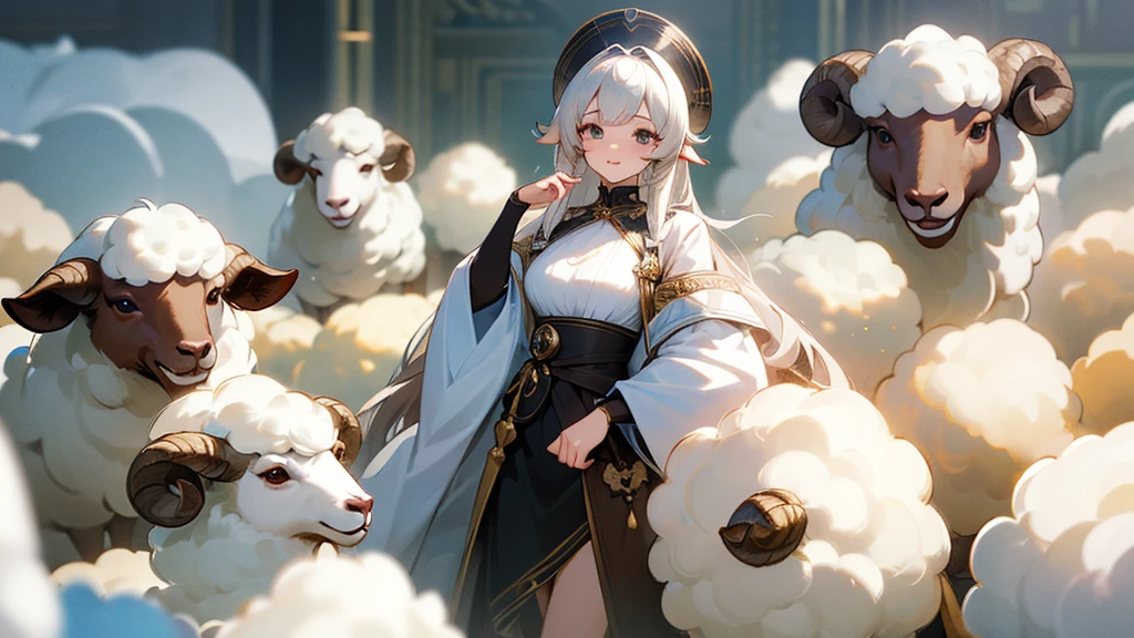 Sheep anthropomorphic beauty big illustration