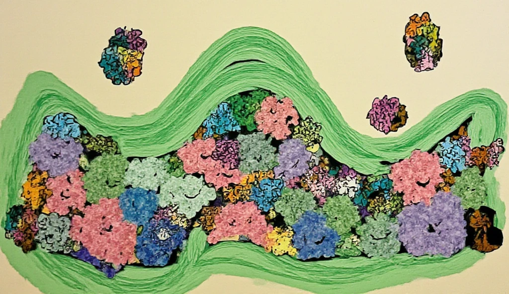 detailed illustration inspired by david goodsell, depicting the intricate process of yeast cell mating. highlight the cellular structures with vibrant, almost bioluminescent hues. show two yeast cells in close proximity, exchanging genetic material through a delicate fusion process.