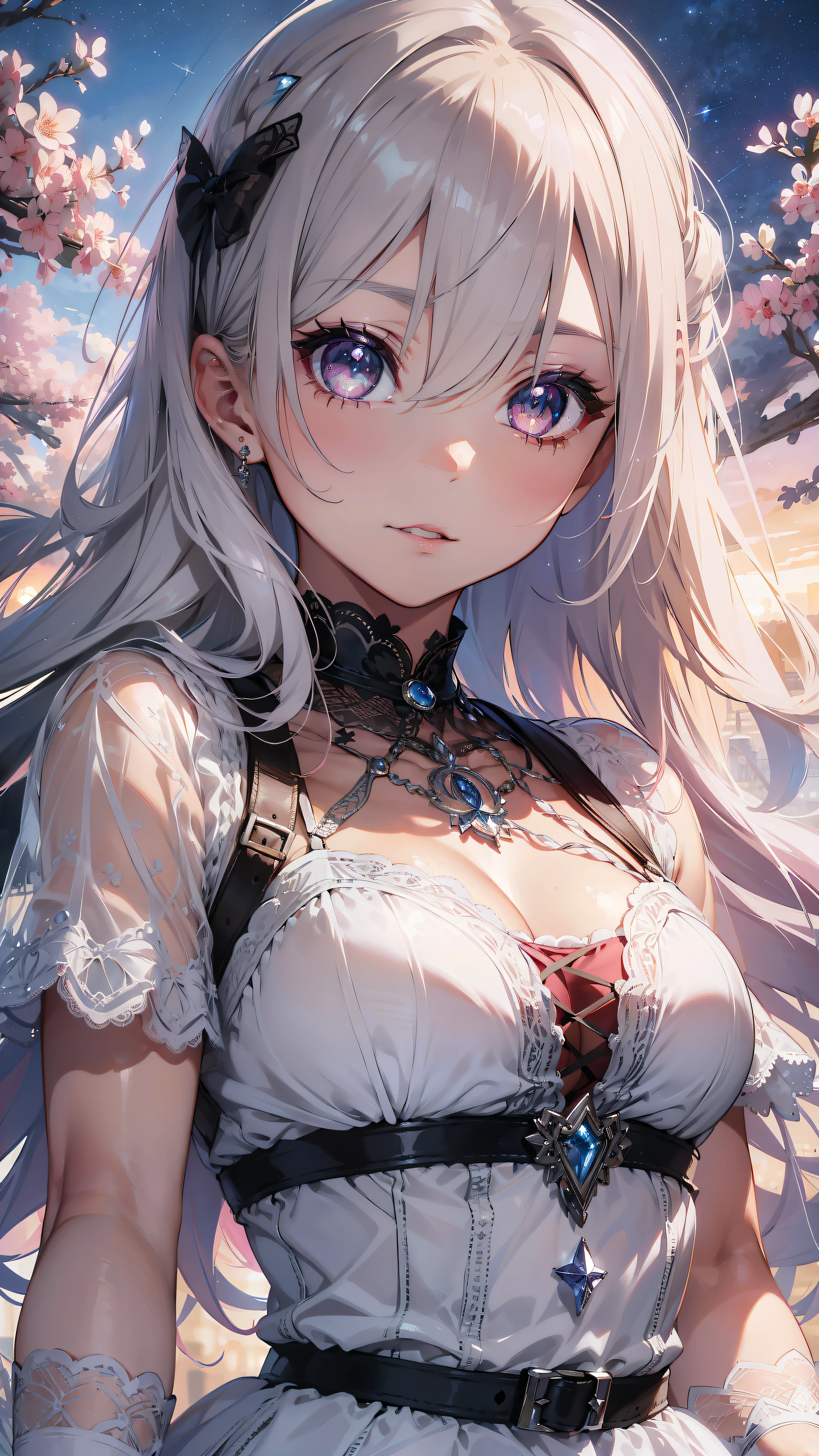 (((Masterpiece))), (portrait), diffused light, dynamic shadows, sharp focus, realistic, detailed, highres, absurdres, anatomically correct, seductive face, white background, torn clothes, looking to the side, black choker, belly button, medium breast
