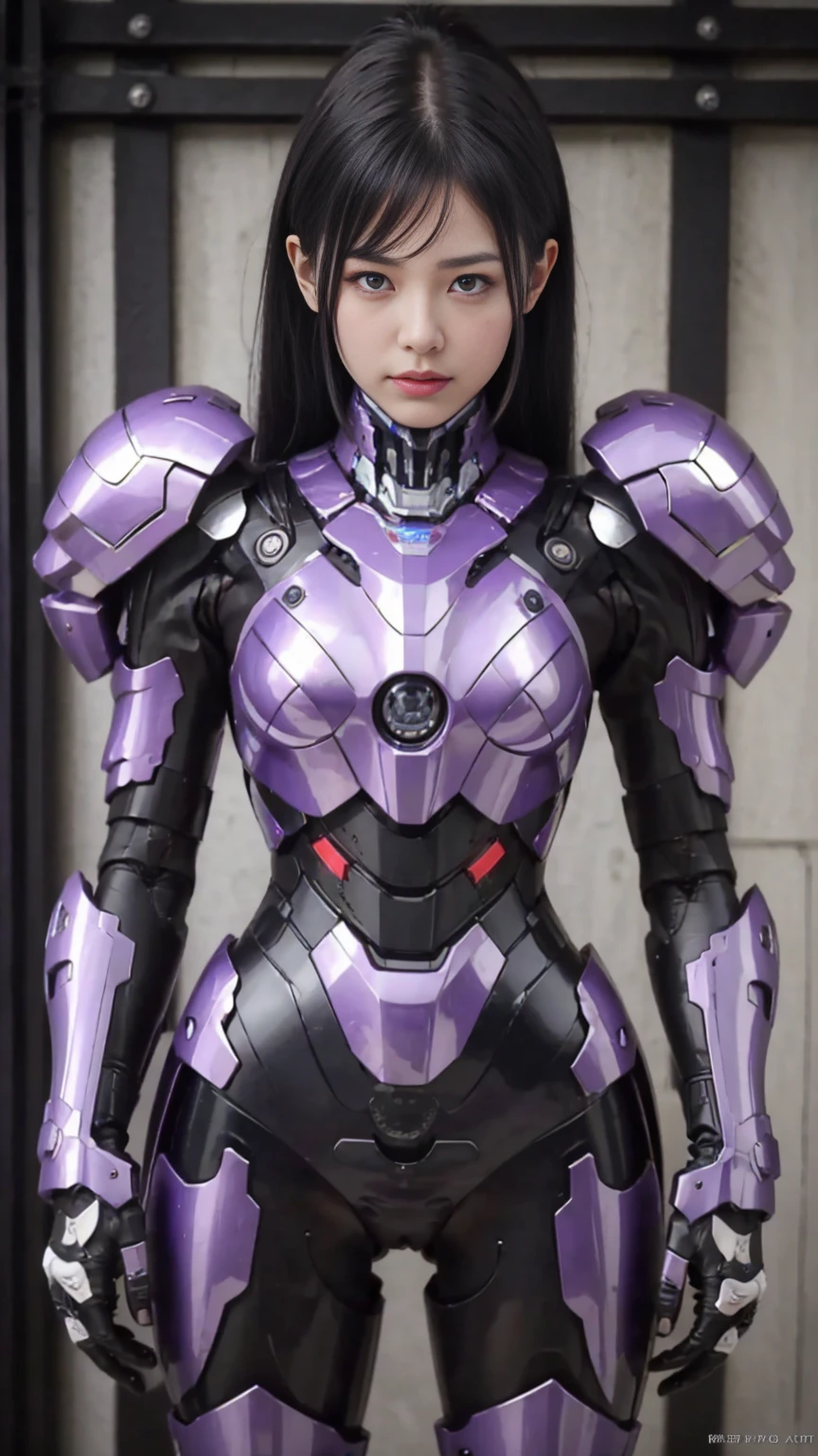 超  Details,   Details,   High Quality  , 最  High Quality  ,   is high definition , 1080P,   hard disk  , beautiful,(War Machine),beautifulロボットの女性,  purple and black mecha cyborg woman who doesn't stick out her hair at all,BATTLE MODE,Woman with a mechanical body  (Armor is purple and 7  、black 3 ratio),Hide your face completely　(( Steam coming out of my head )) (  steam is coming out of her body  )  Front　 vagina　Villain　Villain　Does not pull out hair at all　 black hair