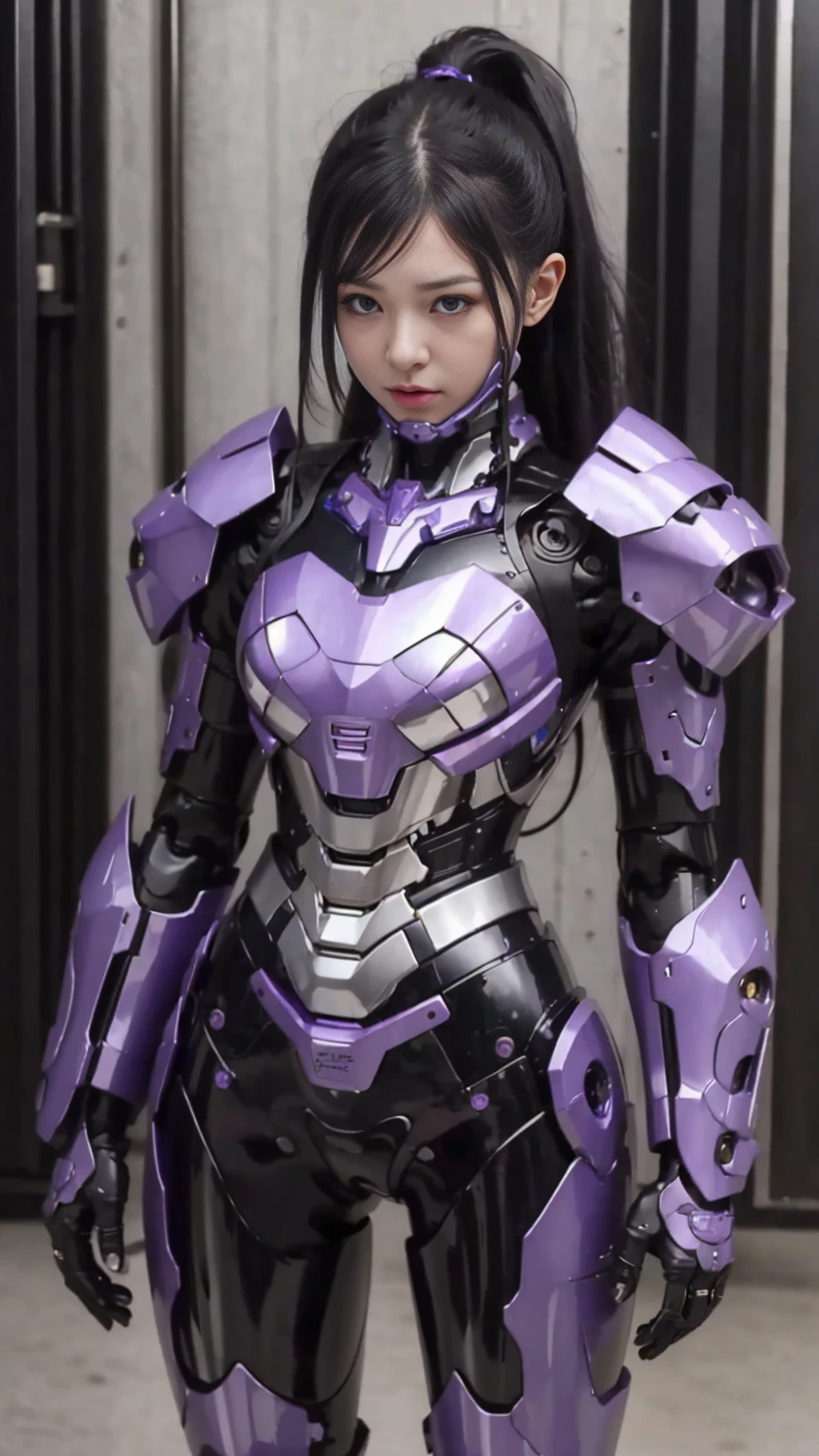 超  Details,   Details,   High Quality  , 最  High Quality  ,   is high definition , 1080P,   hard disk  , beautiful,(War Machine),beautifulロボットの女性,  purple and black mecha cyborg woman who doesn't stick out her hair at all,BATTLE MODE,Woman with a mechanical body  (Armor is purple and 7  、black 3 ratio),Hide your face completely　(( Steam coming out of my head )) (  steam is coming out of her body  )  Front　 vagina　Villain　Villain　Does not pull out hair at all　 black hair