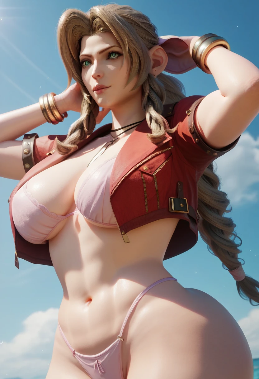 Aerith from big curly hair green eyes medium boobs peeled belly big thighs big legs healed naked with a dog inside the coxas grossas pernas grossas ela de quatro com cachorro com animal em cima dela cachorro vira-lata