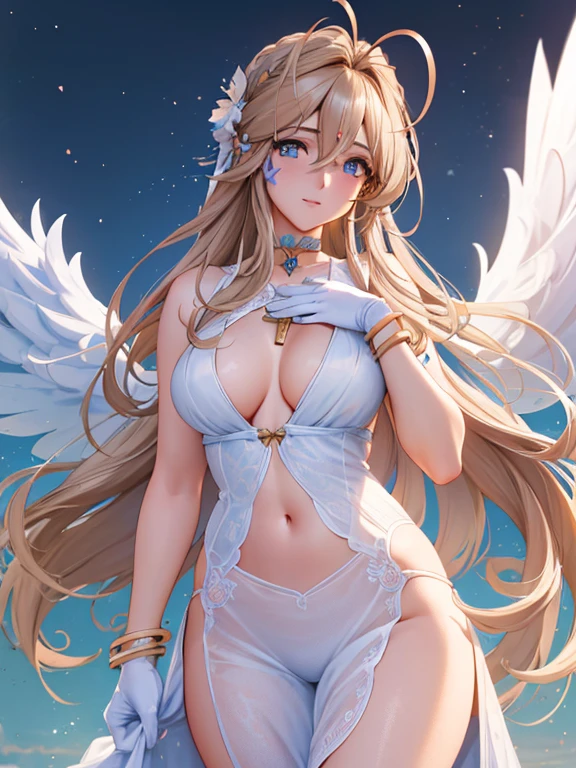 White lace realistic panties , Belldandy, long hair, blue eyes, brown hair, traces of face, Forehead mark, gloves, wing, choker, bracelet, ring, feather, angel wing, side view:0.6, (for rest:1.1), stand, 20-year-old,, ,masterpiece ,8k unity wallpaper,detailed eyes,detailed face,detailed skin,anime key visual, ,highest quality, High resolution, unity 8k wallpaper, (figure:0.8), (detailed and beautiful eyes:1.6), highly detailed face, perfect lighting, Highly detailed CG, (perfect hands, perfect anatomy),masterpiece,High resolution,perfect anatomy,anime key visual,Kyoto animation,(detailed and beautiful eyes,glowing eyes,detailed hair,detailed skin,detailed wear ),highest quality,unity 8k wallpaper,super dense skin,white skin,best quality,blurry_background