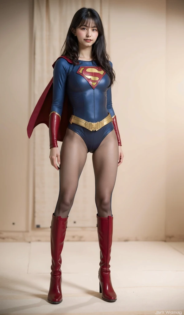 No background、(((Beautiful legs in black tights.)))、(((Legally express the beauty of your smile)))、((((Make the most of your original images)))、(((Supergirl Costume)))、(((ボディにフィットしたSupergirl Costume)))、(((Beautiful Hair)))、(((Smiles and winks)))、(((Please wear black tights....、Wear red boots)))、((Best image quality、8k))、((highest quality、8k、masterpiece:1.3))、(((Preserve background )))、Sharp focus:1.2、Beautiful woman with perfect figure:1.4、Slim Abs:1.2、Wet body:1.5、Highly detailed face and skin texture、8k