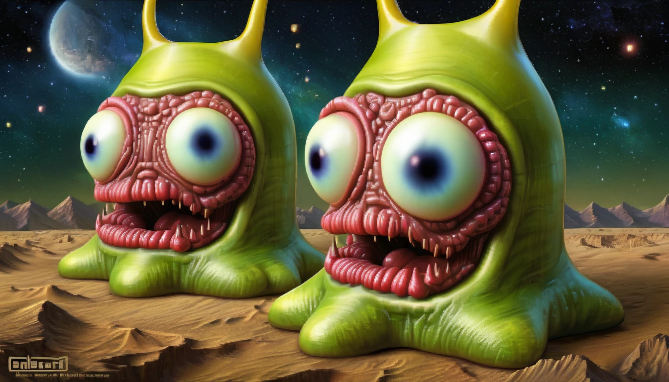 The secret life of (brain slug) aliens from outer space  Very detailed, clean, high quality, sharp image, Naoto Hattori