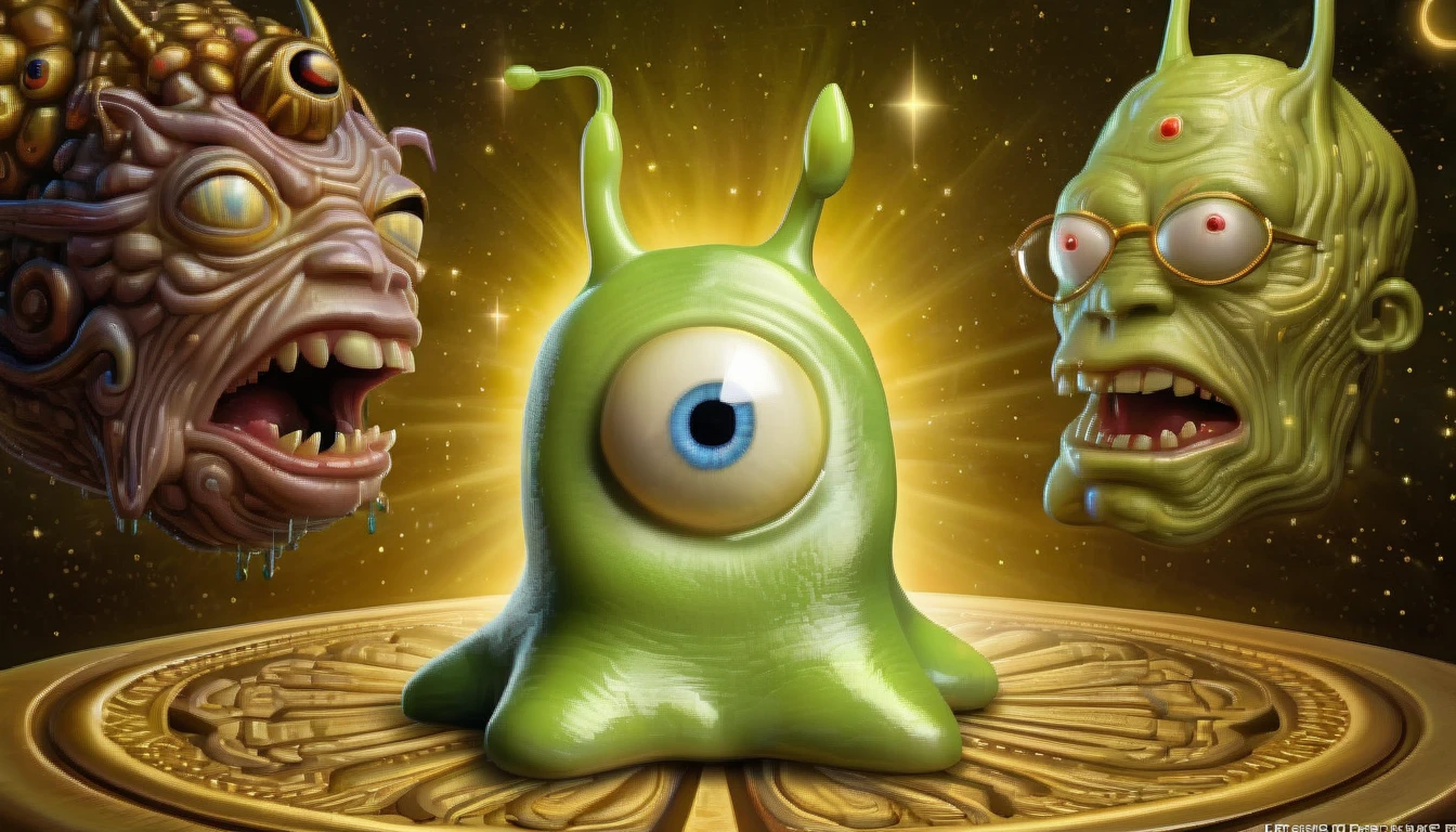 The secret life of (brain slug) aliens from outer space  Very detailed, clean, high quality, sharp image, Naoto Hattori