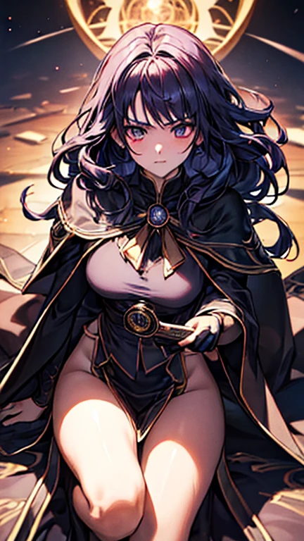((extreme detail)),(ultra-detailed), extremely detailed CG 3d unity 8k wallpaper, tharja, (colored skin, white skin:1.2), (large breasts), gold loincloth, gold-lined bodystocking, gold hairband, gold collar, holding book, ((torn clothes)), looking at viewer, ((dark aura)), (dark energy), (black magic), evil smile, (Beige virgin murder sweater: 1.2), sleeveless, (turtleneck collar: 1), (sleeveless: 1.2), (big: 1), (open chest), (side boob: 1.4), sexy face, sweat, wet face, wet body